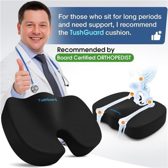 Seat Cushion for Office Chair Memory Foam Non-Slip Desk Seat Cushion Back - Picture 4 of 7